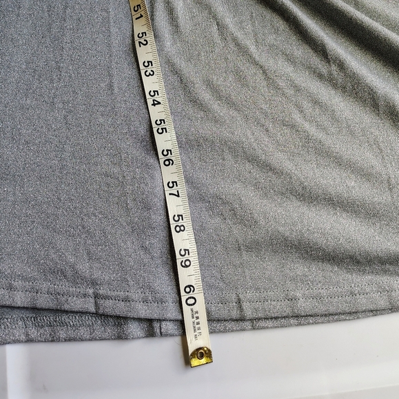 NWOT Mikarose silver glitter maxi dress elegant faux wrap bell sleeve sz M,L. - Picture 15 of 16